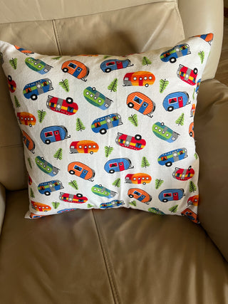 Campers on White Pillow Cover* Ready to Ship