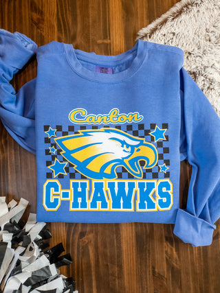Canton C-Hawks Checkered Dyed Crewneck Sweatshirt