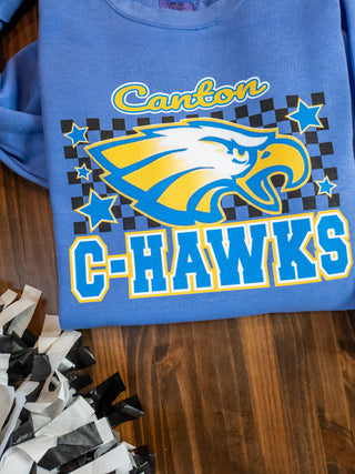 Canton C-Hawks Checkered Dyed Crewneck Sweatshirt