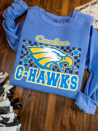 Canton C-Hawks Checkered Dyed Crewneck Sweatshirt
