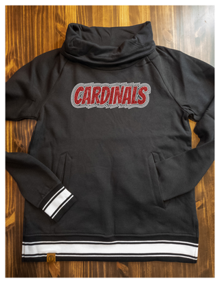 Cardinals Rhinestone Black Cowl Neck