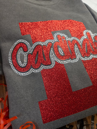 Cardinals D Rhinestone Dyed Pepper Crewneck Sweatshirt