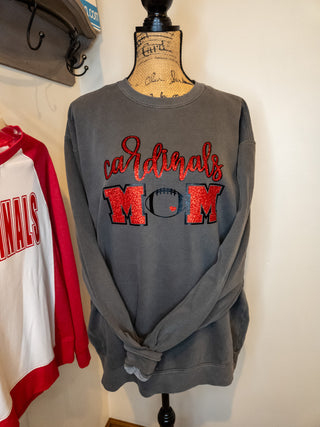 Cardinals Football Mom Dyed Crewneck Sweatshirt