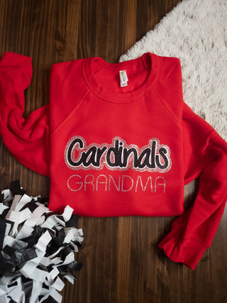 Cardinals Grandma Red Rhinestone Crewneck Sweatshirt