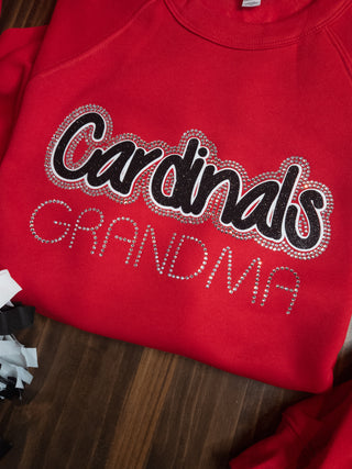 Cardinals Grandma Red Rhinestone Crewneck Sweatshirt