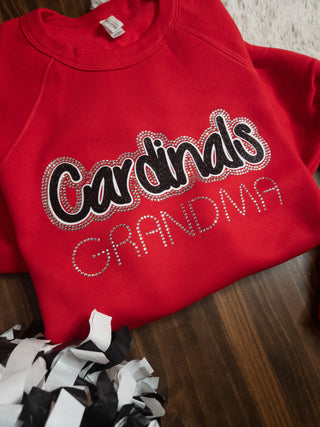 Cardinals Grandma Red Rhinestone Crewneck Sweatshirt