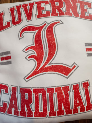 Luverne Cardinals Dyed Fleece White Crewneck Sweatshirt