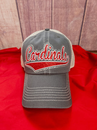 Cardinals Rhinestone Trucker Hat - Red & White