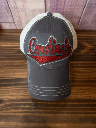 Cardinals Rhinestone Trucker Hat - Red & Black