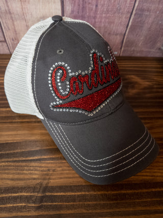 Cardinals Rhinestone Trucker Hat - Red & Black