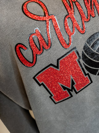 Cardinals Volleyball Mom Dyed Crewneck Sweatshirt