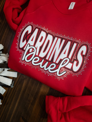 Deuel Cardinals Rhinestone Red Crewneck Sweatshirt