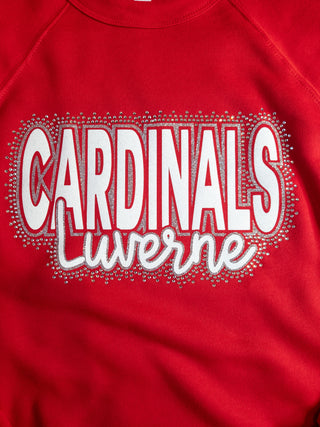 Luverne Cardinals Rhinestone Red Crewneck Sweatshirt