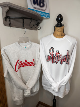 Cardinals Sparkle and Puff White Crewneck Sweatshirt