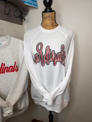 Cardinals Sparkle and Puff White Crewneck Sweatshirt