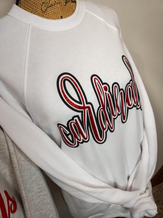 Cardinals Sparkle and Puff White Crewneck Sweatshirt