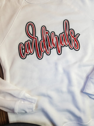 Cardinals Sparkle and Puff White Crewneck Sweatshirt