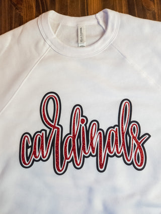 Cardinals Sparkle and Puff White Crewneck Sweatshirt