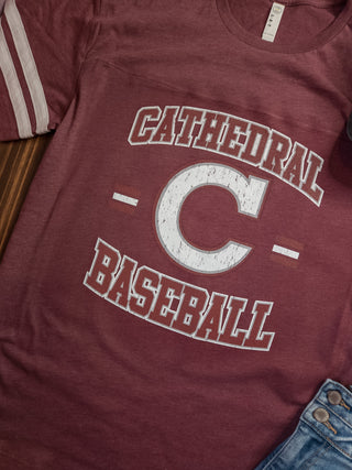 Cathedral Baseball Maroon Jersey Tee