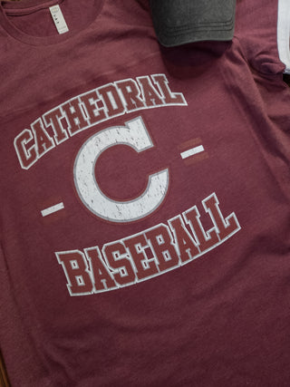 Cathedral Baseball Maroon Jersey Tee