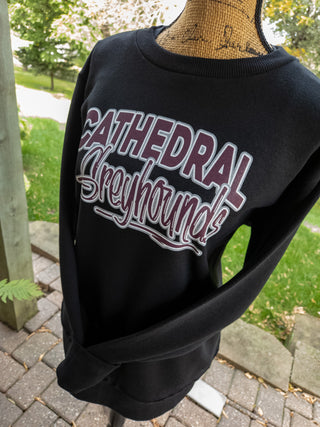 Cathedral Greyhounds Black Relaxed Crewneck