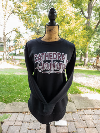 Cathedral Greyhounds Black Relaxed Crewneck