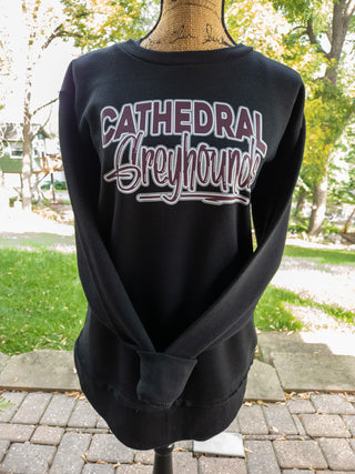 Cathedral Greyhounds Black Relaxed Crewneck