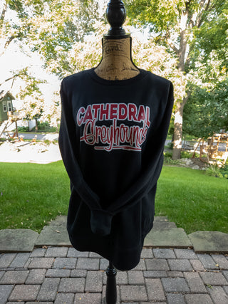 Cathedral Greyhounds Black Relaxed Crewneck