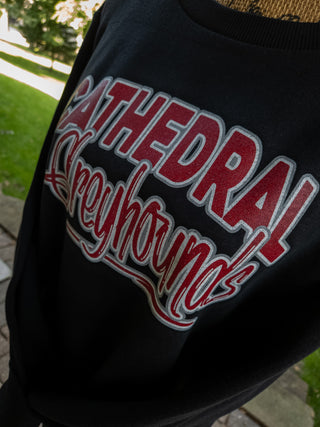 Cathedral Greyhounds Black Relaxed Crewneck