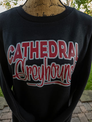 Cathedral Greyhounds Black Relaxed Crewneck