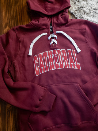 Cathedral Maroon Lace-Up Hoodie