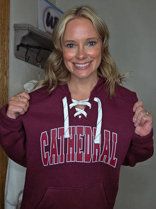 Cathedral Maroon Lace-Up Hoodie