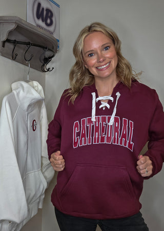 Cathedral Maroon Lace-Up Hoodie