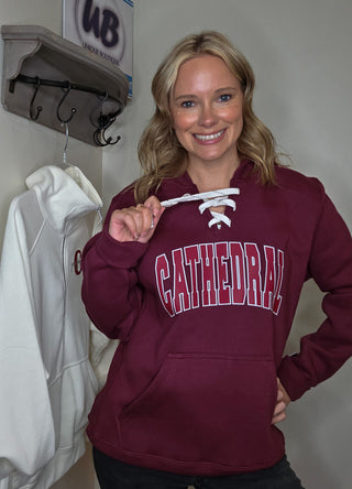 Cathedral Maroon Lace-Up Hoodie