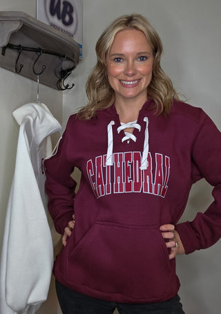 Cathedral Maroon Lace-Up Hoodie