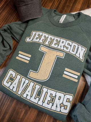 Jefferson Cavaliers Distressed Heather Forest Crewneck Sweatshirt