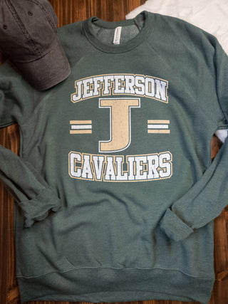 Jefferson Cavaliers Distressed Heather Forest Crewneck Sweatshirt