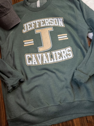 Jefferson Cavaliers Distressed Heather Forest Crewneck Sweatshirt