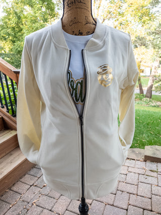 Jefferson Cavaliers Ivory French Terry Bomber Zip-Up