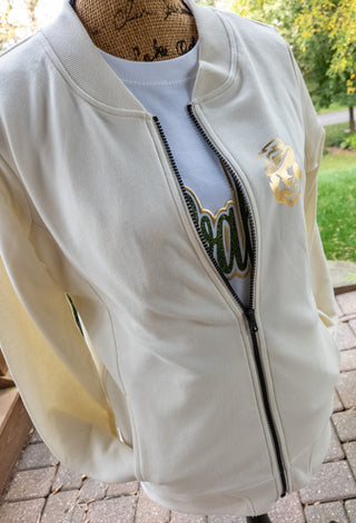 Jefferson Cavaliers Ivory French Terry Bomber Zip-Up