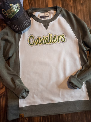 Cavaliers Rhinestone Olive League Crewneck - Ladies Fit