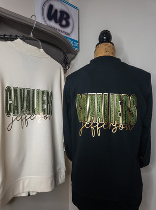 Jefferson Cavaliers Black French Terry Bomber Zip-Up