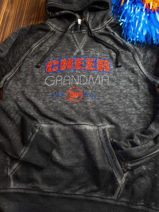 Cheer Grandma Rhinestone Fleece Hoodie - Blue/Red