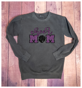 Cheer Mom Dyed Crewneck Sweatshirt - Purple Sparkle