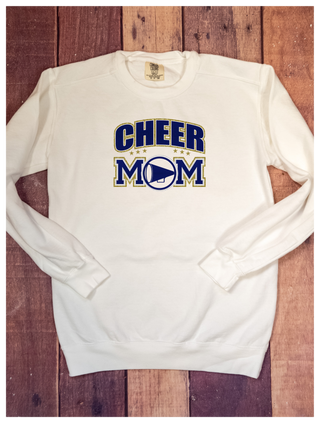 Cheer Mom Rhinestone Dyed Crewneck Sweatshirt - Blue/Gold