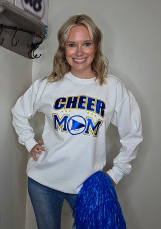 Cheer Mom Rhinestone Dyed Crewneck Sweatshirt - Blue/Gold