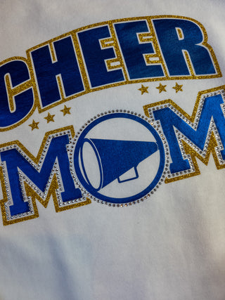 Cheer Mom Rhinestone Dyed Crewneck Sweatshirt - Blue/Gold