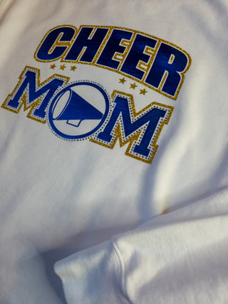 Cheer Mom Rhinestone Dyed Crewneck Sweatshirt - Blue/Gold