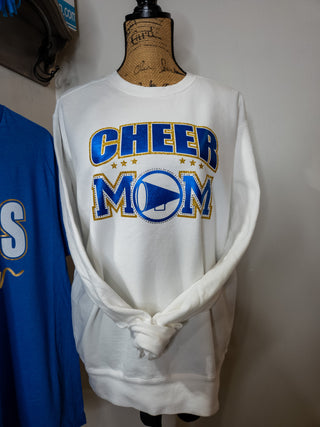 Cheer Mom Rhinestone Dyed Crewneck Sweatshirt - Blue/Gold