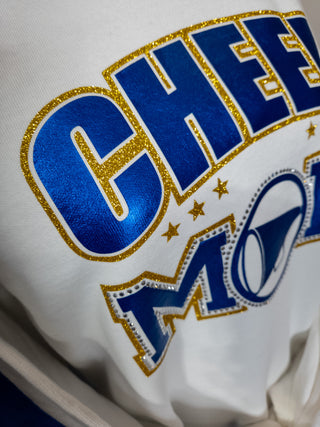 Cheer Mom Rhinestone Dyed Crewneck Sweatshirt - Blue/Gold
